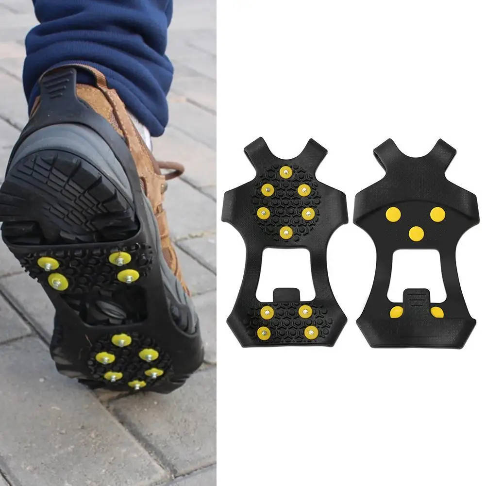 

1 Pair 10 Studs Anti-Skid Ice Gripper Spike Winter Climbing Anti-Slip Spikes Grips Cleats Over Shoes Covers Crampon