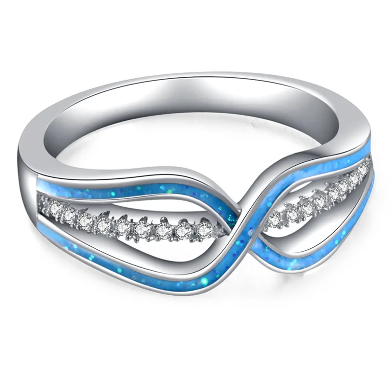 Modyle New Blue Fire Opal Pink Zircon Cubic Zirconia White Gold Color Wholesale Hot for Women Jewelry Ring Rhod ring mens | Украшения и