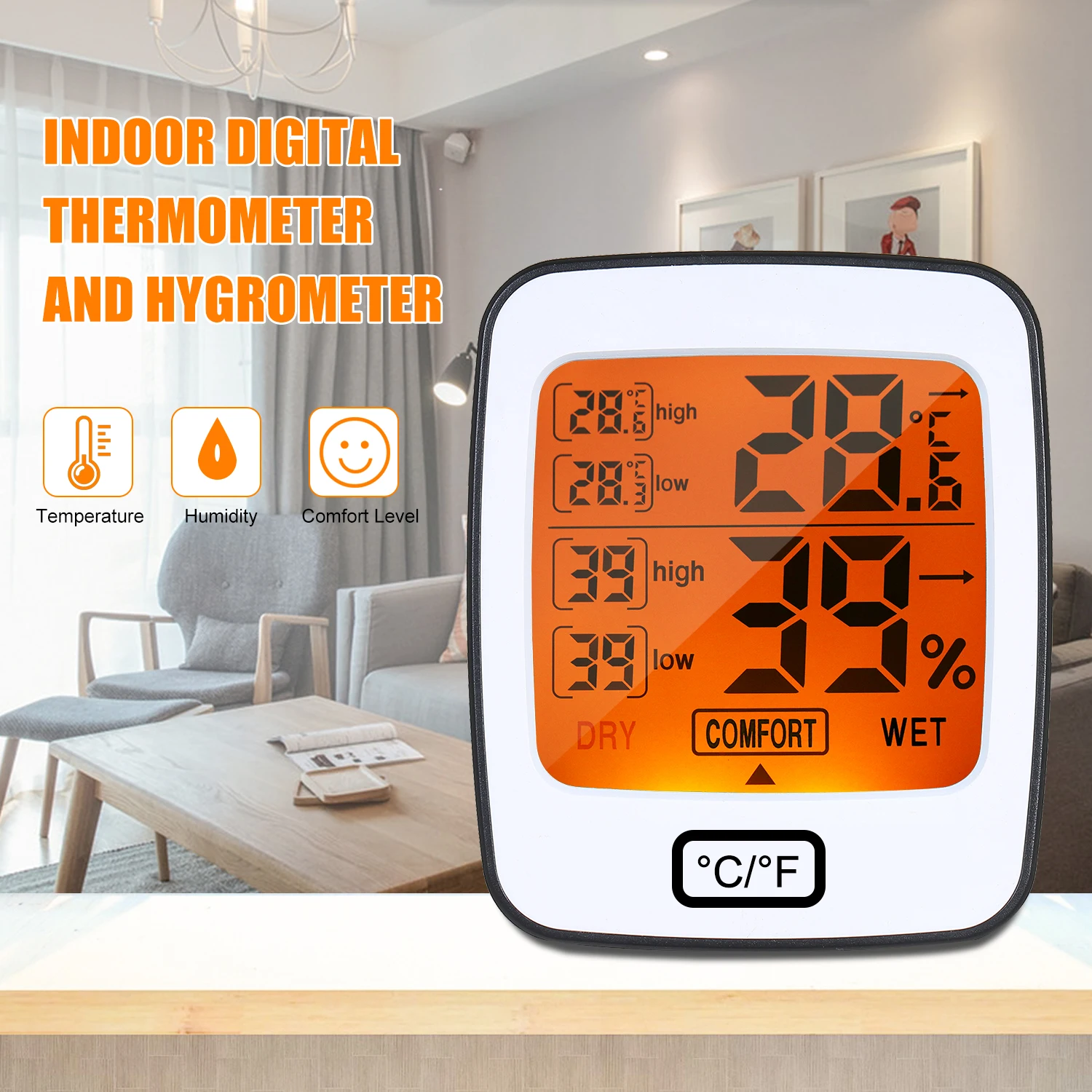 Цифровой измеритель температуры и влажности °C/°F термометр гигрометр комфорт в