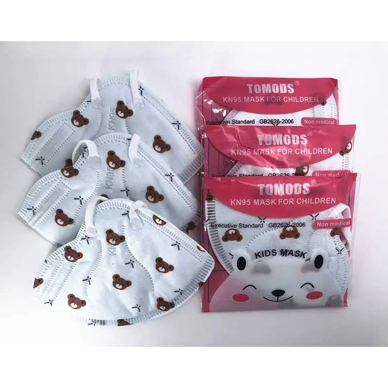 Детская маска с розовым медведем 5 слоев KN95 детская для мальчиков и девочек