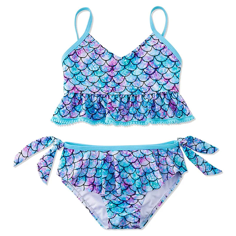 

Summer Children Swimming Suit Two-Piece Girl Bikini 3D Mermaid Printing Swimwear Beach Children's Bathing Suit