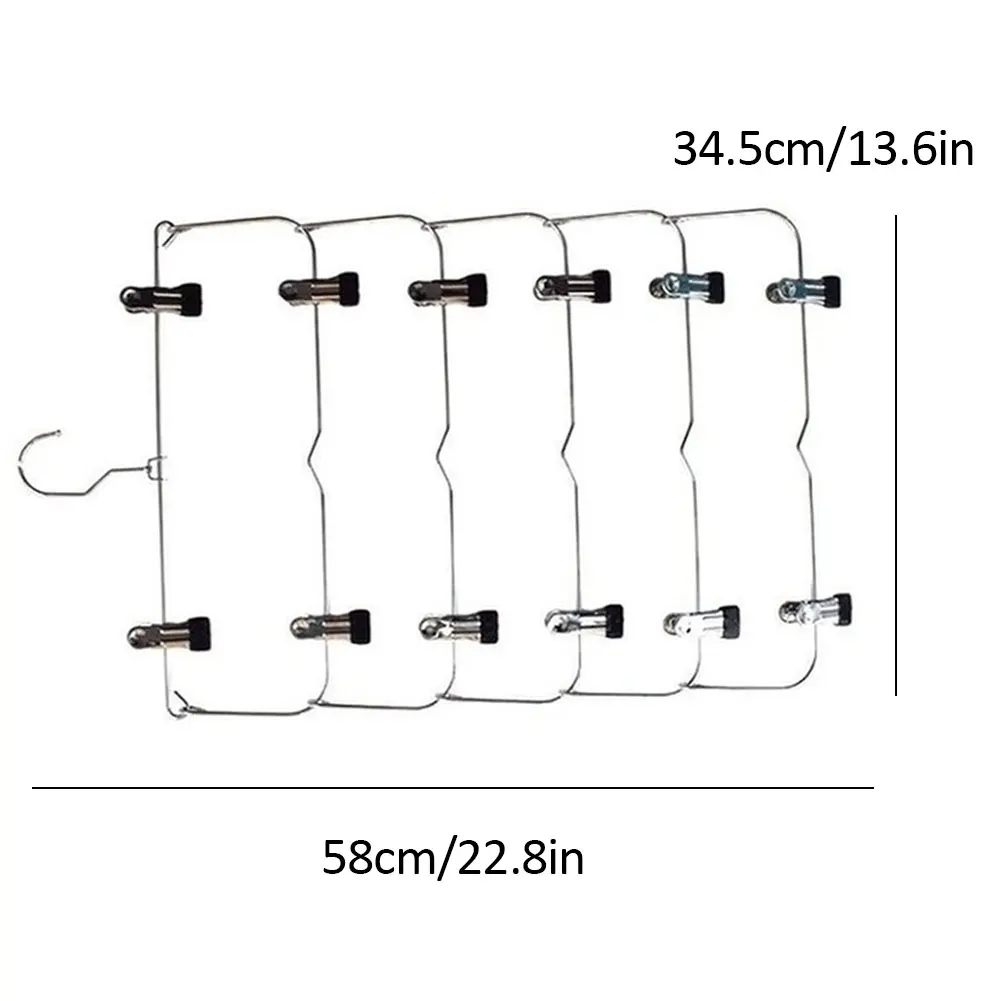 

6 Layer Trouser Hanger Space Saving Foldable Closet Organizer Non-Slip Steel With Clips Wardrobe Skirt Trouser Hanger Tie Rack