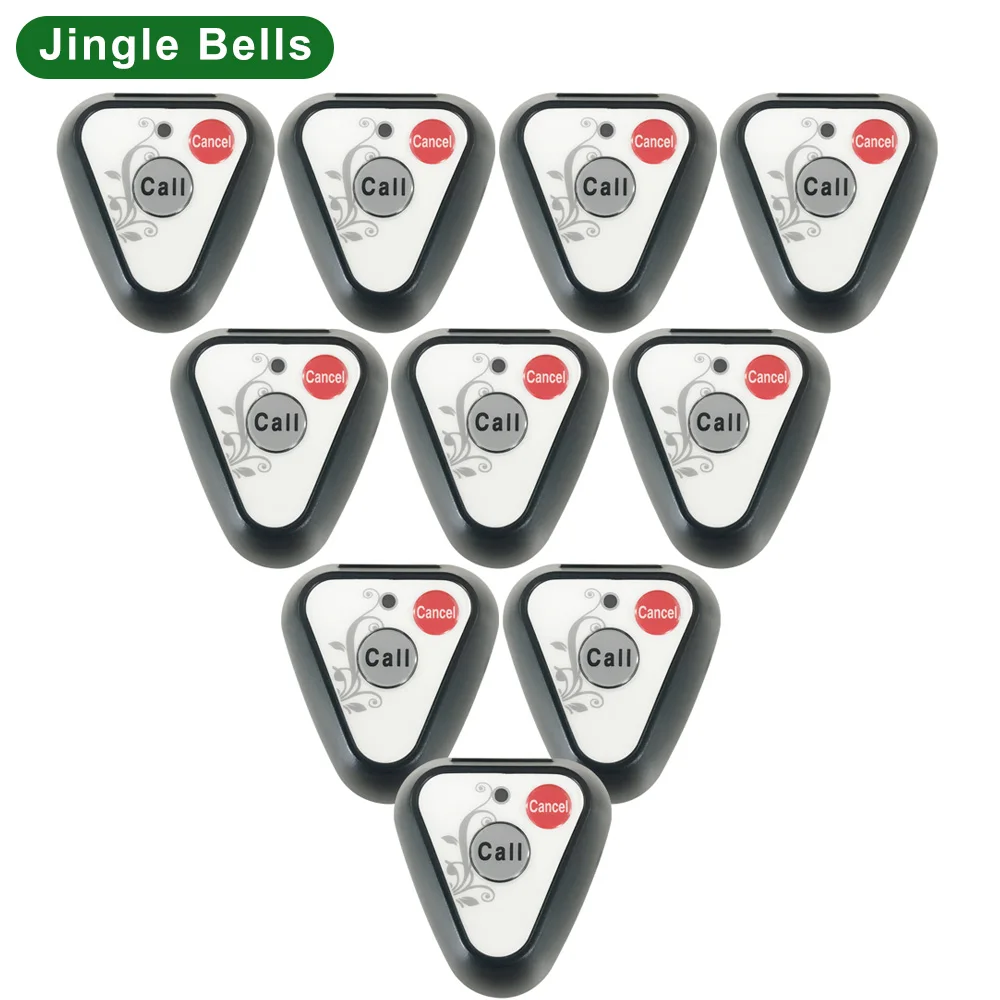 JINGLE BELLS wireless calling system 10 calling buttons transmitters restaurant call bells wireless calling & paging system