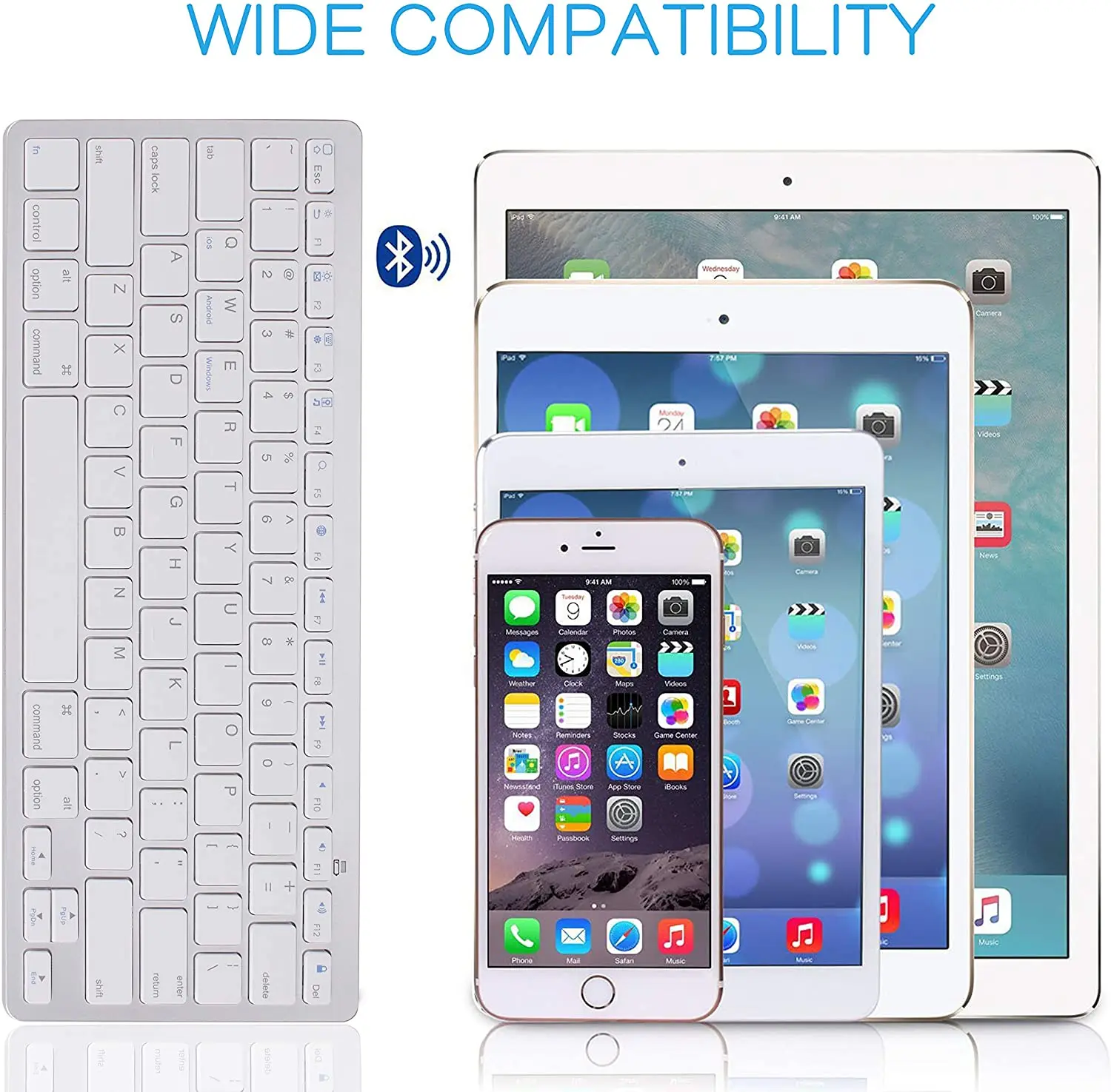 Ultra-Slim Wireless Bluetooth Keyboard  for iPad, iPhone, Samsung , Android, Windows, PC, Tablets Phones Keyboard