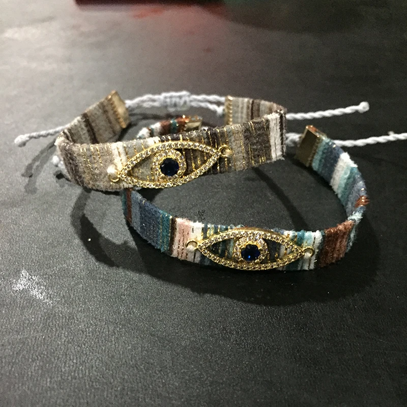 Vsco девушки регулируемый золотой браслет дружбы ткань браслет Evil Eye Женщины Мужчины ручной работы нитяные браслеты