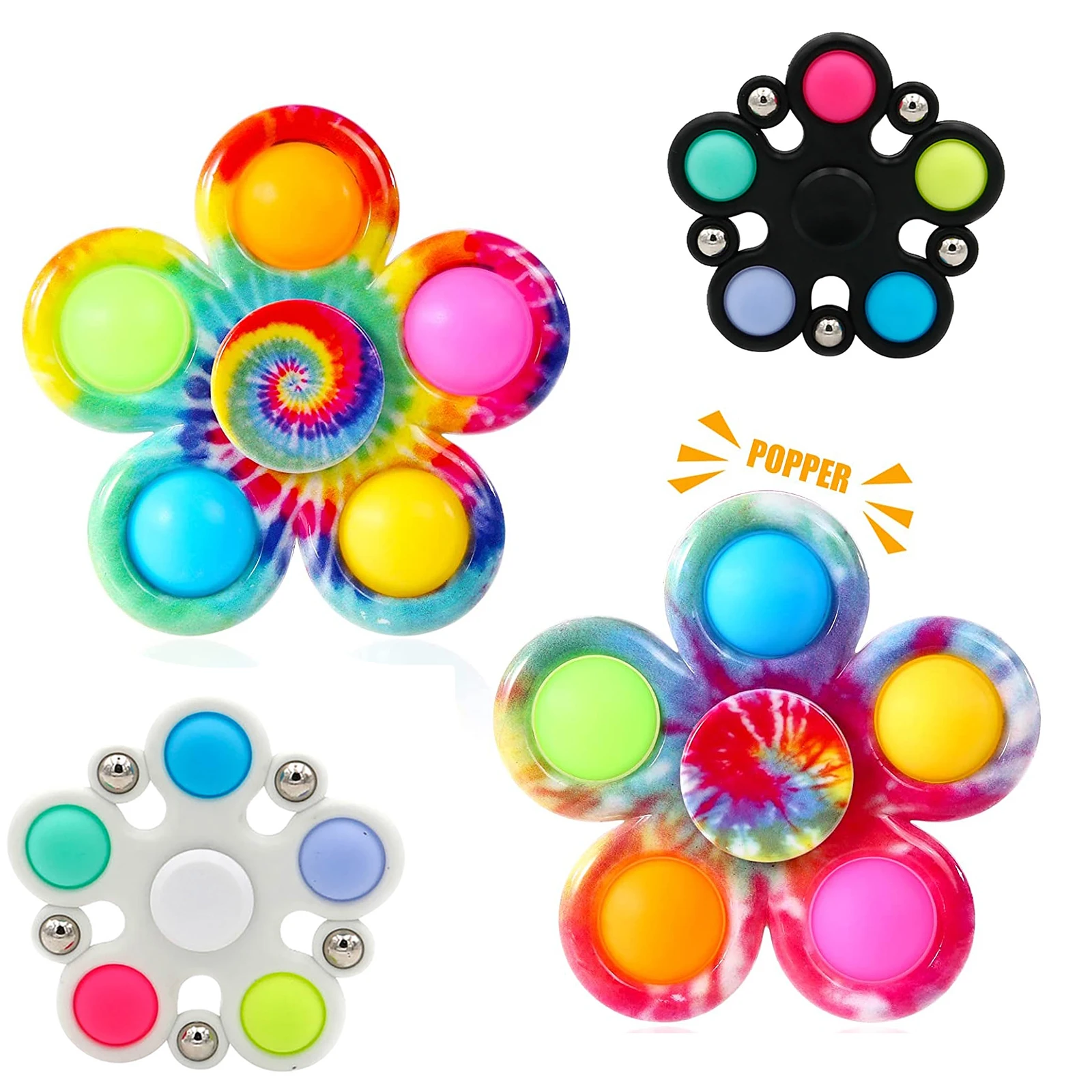 

Tie Dye Simple Fidget Spinner Push Pops Its Bubble Hand Spinner For Adhd Anxiety Stress Relief Bulk Sensory Party Favor For Kids