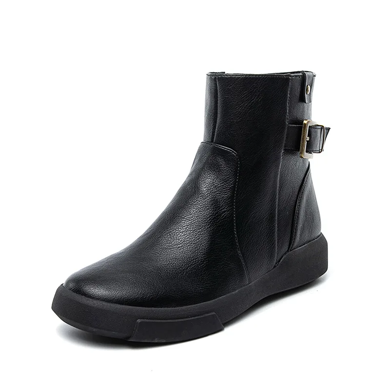 

British boots women's flat bottom plush short boots winter new versatile casual women's boots Korean autumn women's