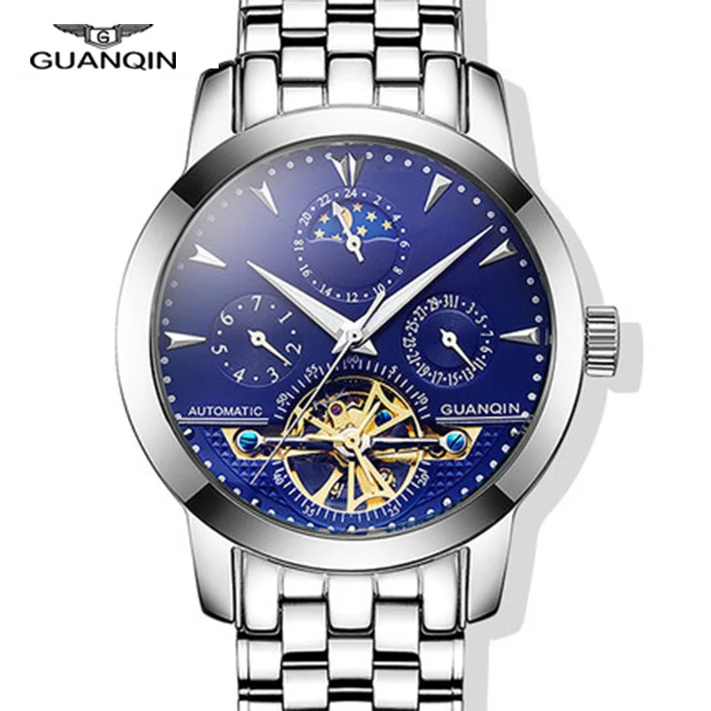 GUANQIN High quality Tourbillon watches luxury men mechanical sapphire Automatic Waterproof 100m A | Наручные часы