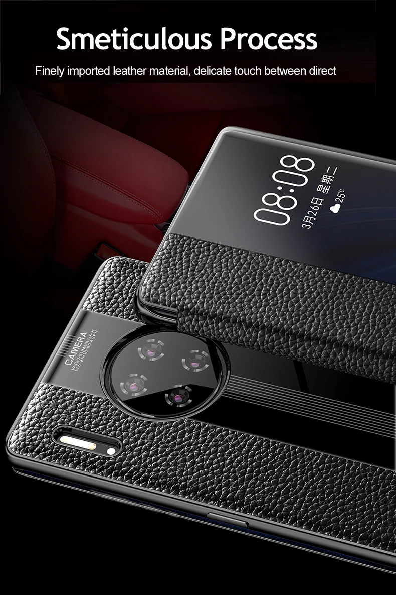 Mate 30 Роскошный чехол из натуральной кожи для huawei mate 30 pro Чехол кожаный умный флип-чехол для huawei mate 30 Pro Защитная крышка