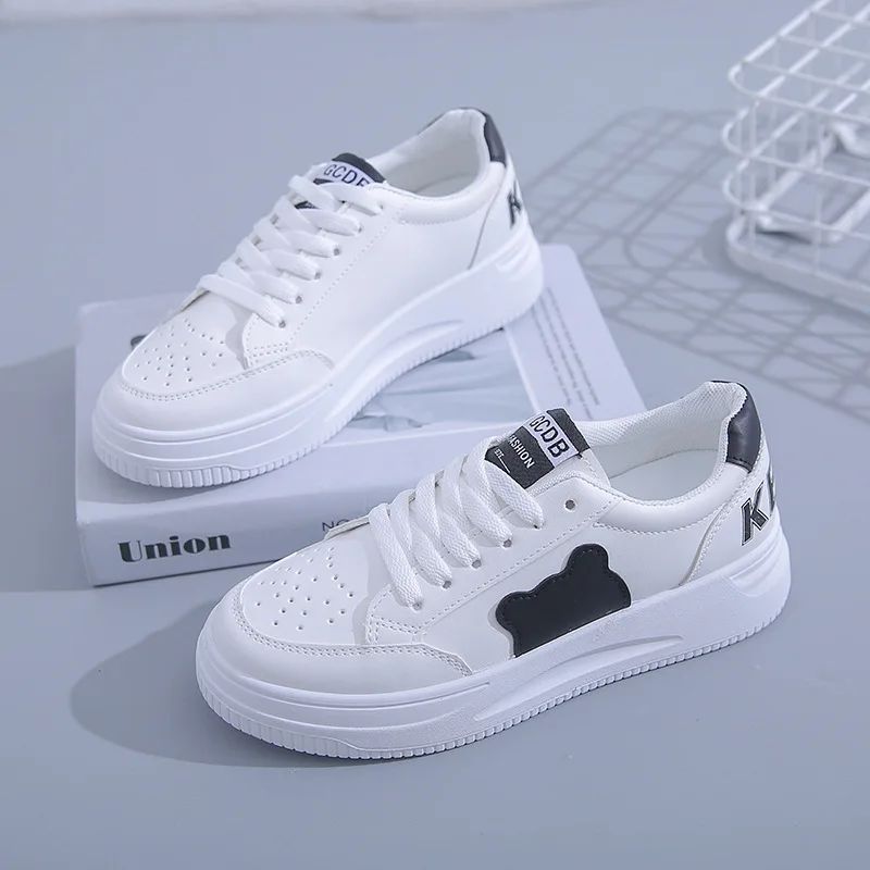 

Women Casual Shoes Fashion Breathable Walking Lace-Up Platform Sneakers Woman 2021 Autumn Casual Flats White Vulcanized Shoes