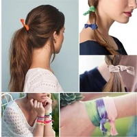 sale 50pcs%e3%80%80colorful knotted ribbon elastic hair ties rope hairband ponytail bracelet