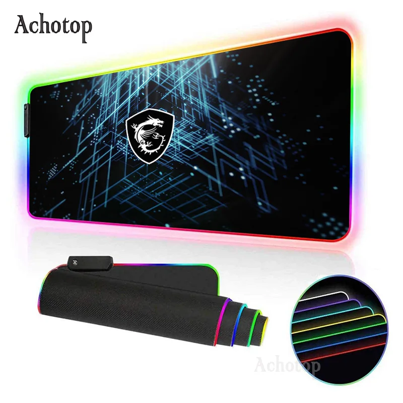 

RGB MSI LOGO Mouse Pad gamer Computer Mini PC Large video Games desk mat Carpet tapis souris Play with Backlit is cool mousepad