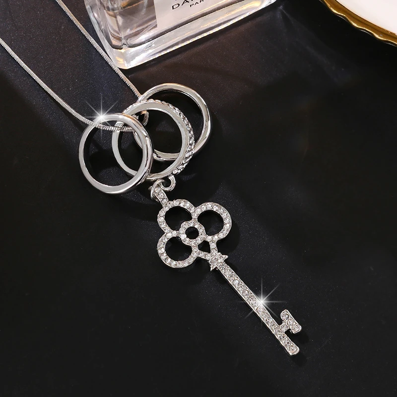 Key Silver Массивное Макси Модное Длинное ожерелье s& Кулоны для женщин модное геометрическое ожерелье Ювелирное колье Женские аксессуары для воротника - Metal Color: Key Silver