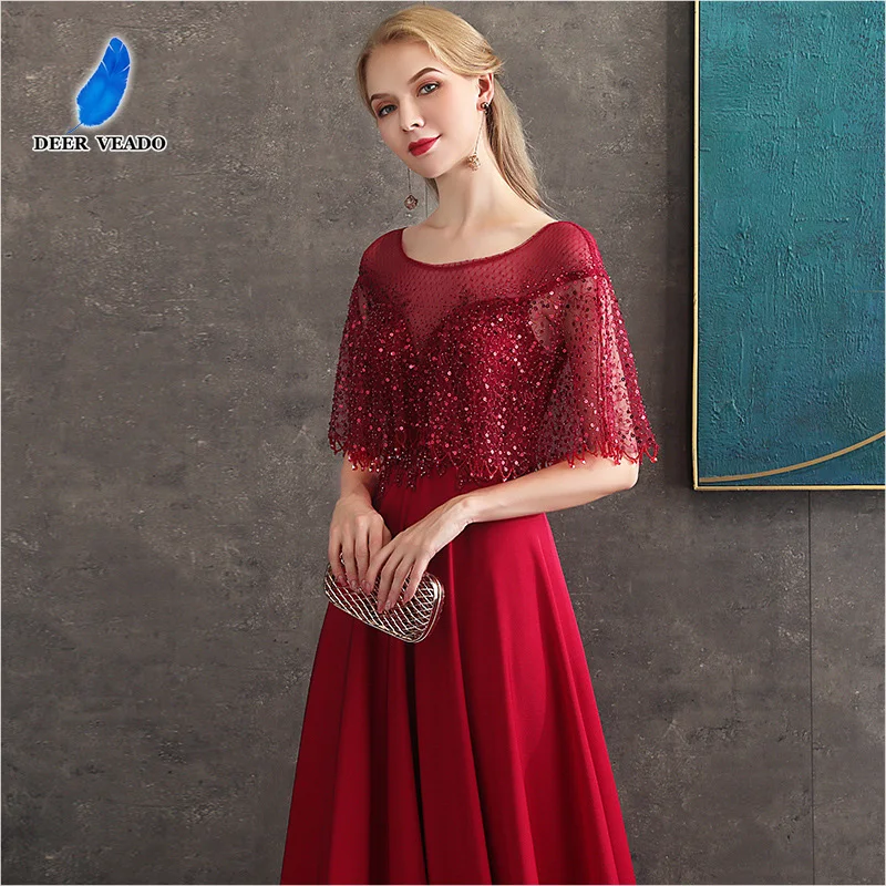 DEERVEADO MFY121 Red Prom Dresses Long 2020 New Arrival Beading Sequins Occasion Party Formal Dress Gown | Свадьбы и торжества