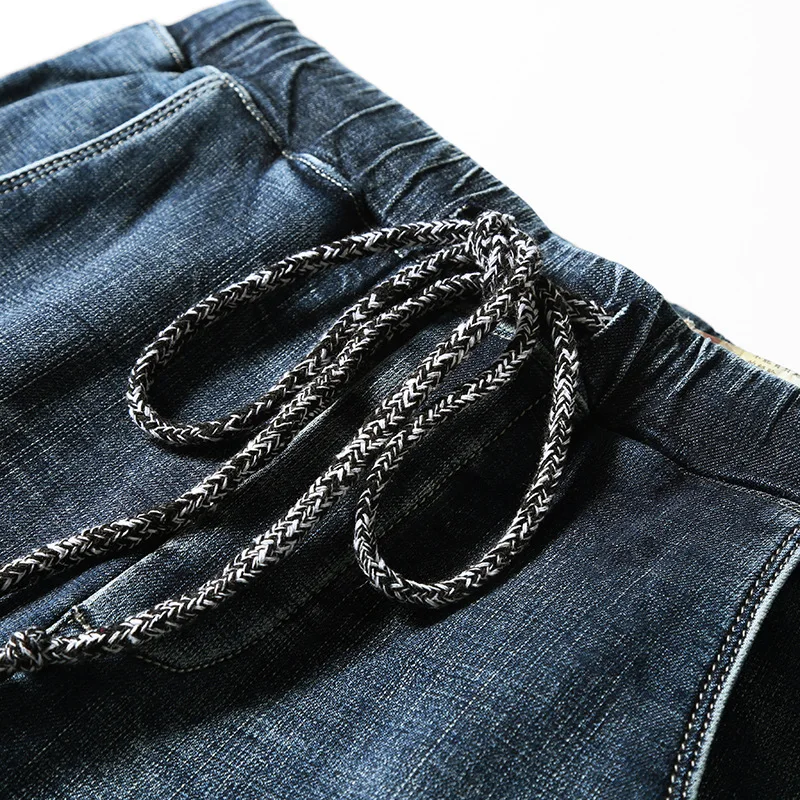 2021 New Arrival Winter Warm Fleece Men Joggers Jeans Trousers Hip Hop Vintage Harem Drawstring Denim Pants Pantalones Hombre