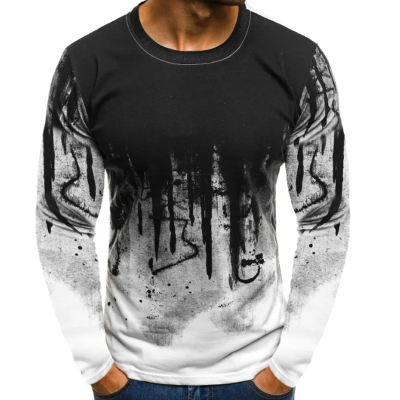 Футболка мужская камуфляжная с длинным рукавом топ принтом в стиле хип-хоп