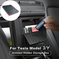 for tesla model 3 2017 2021 model y armrest hidden storage box interior center console organizer box