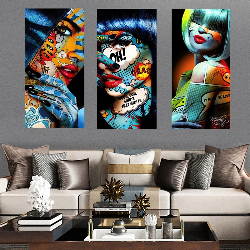 

Граффити Творческий Красочный холст для девочек художественный постер абстрактная масляная живопись современный настенный декор плакат б...