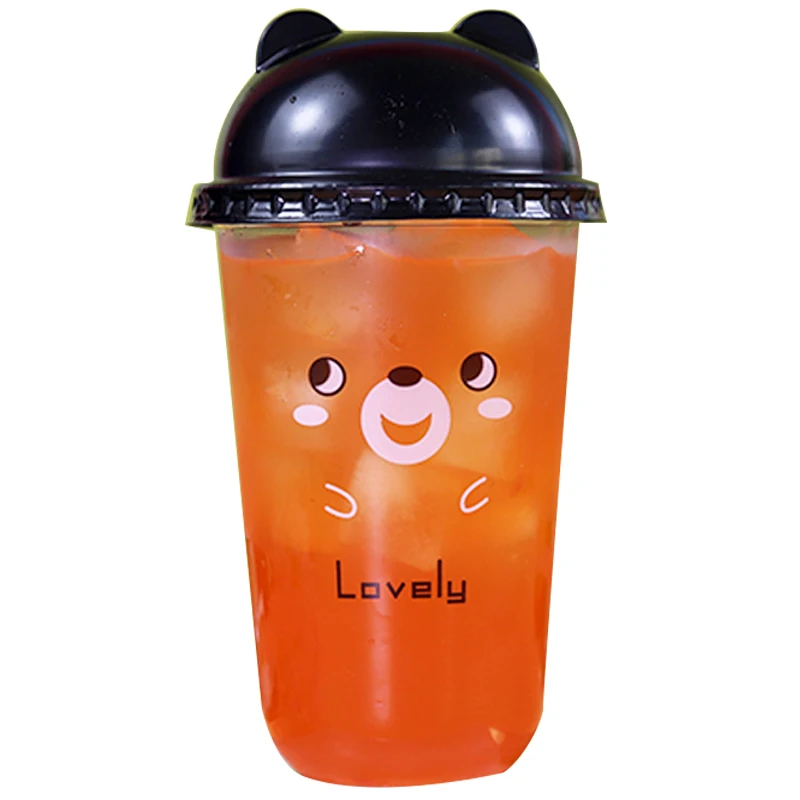 

50pcs Net red creative cute plastic cups child birthday party favors juice milk tea drink cup ice cream cup pudding cup with lid