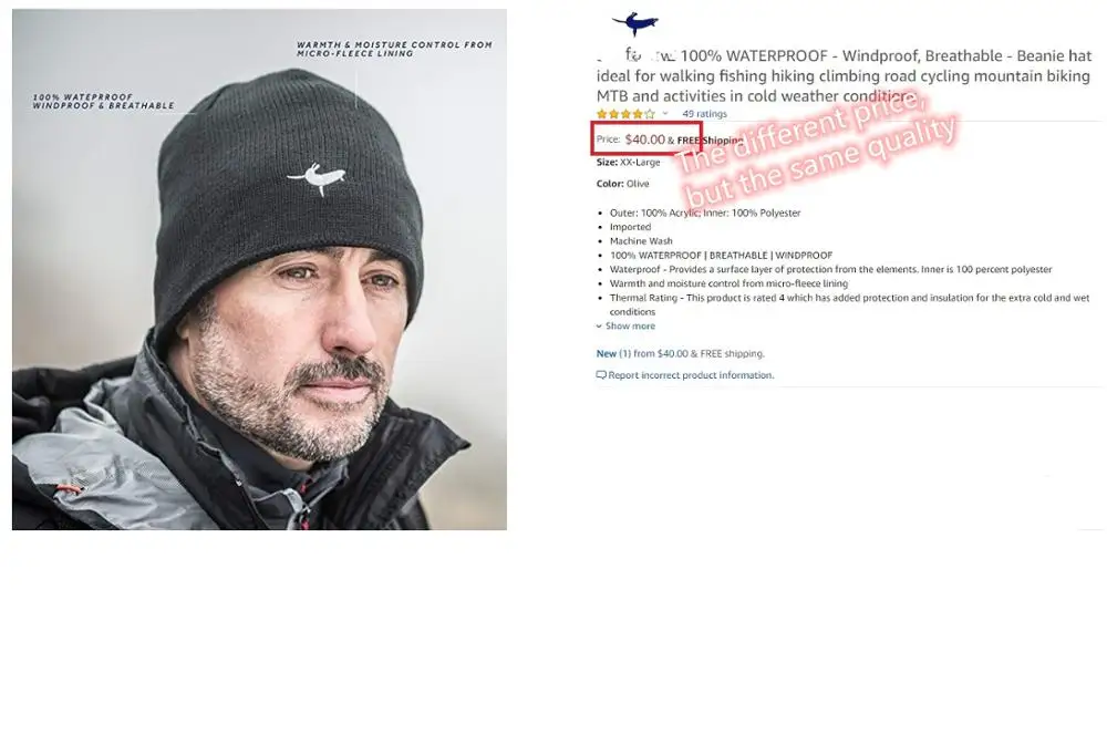 100% водонепроницаемая ветрозащитная зимняя шапка для бега женская и мужская