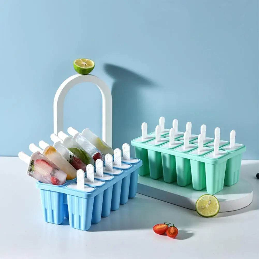 

2021 New Creative Ice Cream Mold Temperature Resistant Non-stick 12 Cavity Ice Maker Mould with Sticks for Summer Wholesale