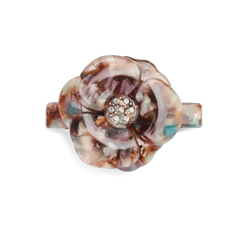 Красивая маленькая заколка для волос Камелия Фотолюминесцентная белая стразы