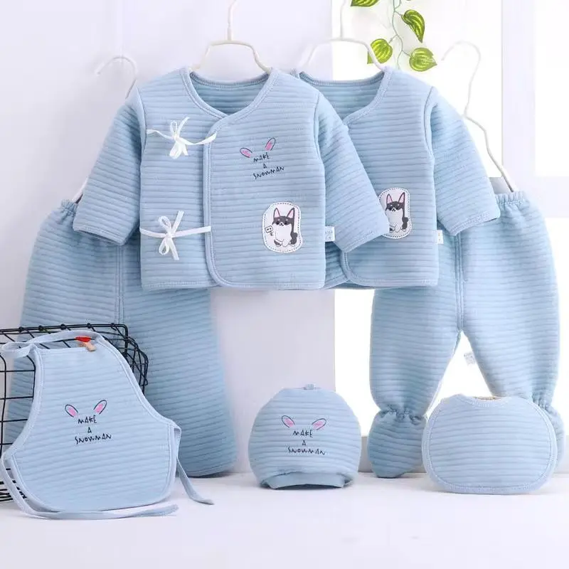 

Newborn Soft Infant Baby Suits Boy Girl Clothes Top Pants Bibs Hat 7pc/Set 100% Cotton Baby Clothing Set For 0-3M Newborn Outfit