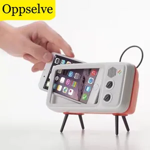 new retro tv mobile phone holder stand desktop mount for iphone huawei samsung xiaomi desk bracket bluetooth aux speaker player free global shipping