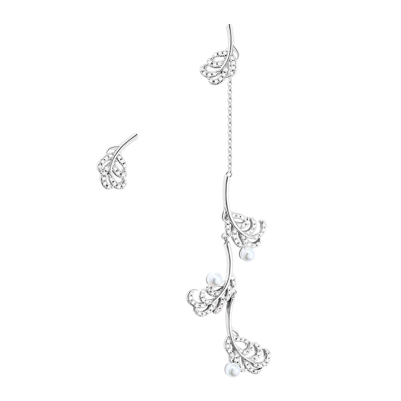 

Long Tassel Exquisite Feather Pearl Earring Temperament Fashion Simple Classic Cubic Zirconia Women Jewelry Wedding Party