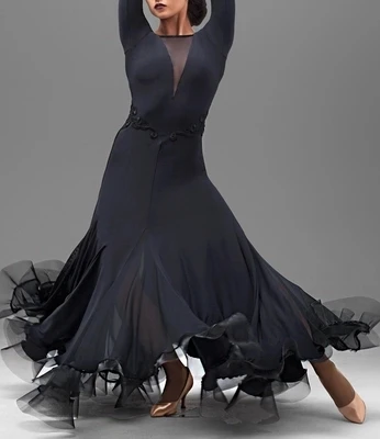 Черные для взрослых современные женские Бальные платья танцев