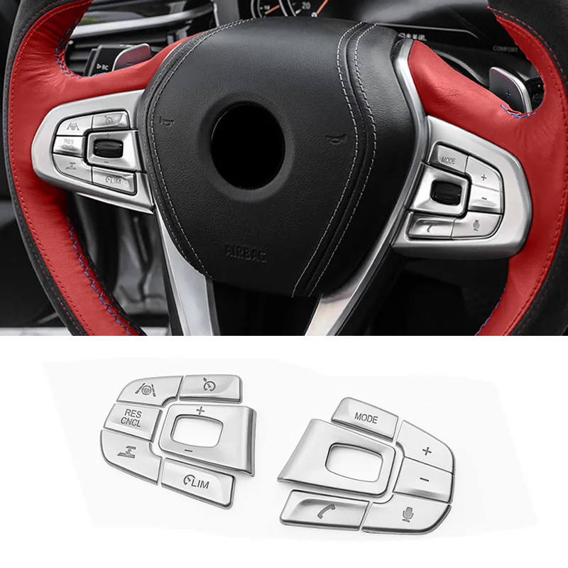 

For BMW 5 Series 6GT G32 G30 17-21 Chrome Car Steering Wheel Buttons Switch Decorate Cover Trim