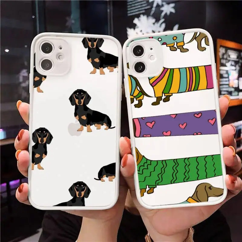 

Animal Dachshund Doberman dog Phone Case For iPhone 12 11 Mini Pro XR XS Max 7 8 Plus X Matte transparent White Cover