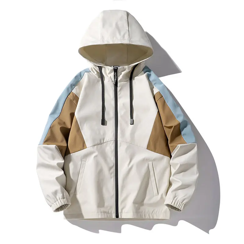 

Autumn Patchwork Jackets Mens Fashion Baseball Hooded Coat Men Harajuku Streetwear Oversized Jackets Male Casual Zipper Outwear
