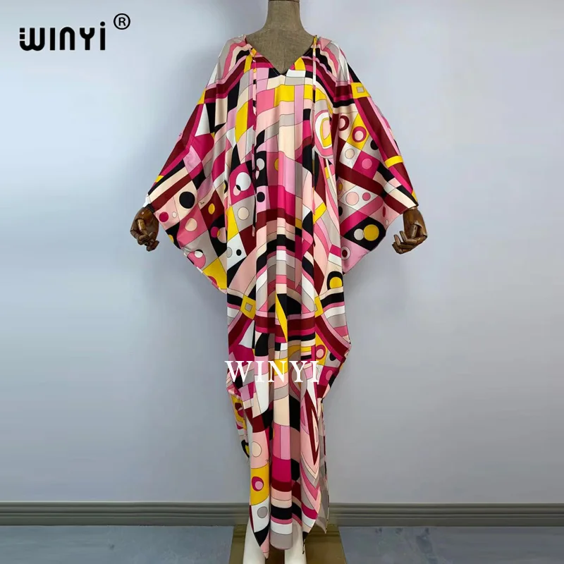 Кувейт модный блоггер рекомендуется популярный Шелковый кафтан с принтом платья макси свободные летние пляжные богемные длинные платья дл...