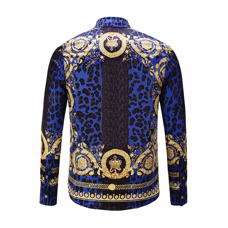 

2021 spring and summer new European and American fashion 3D long-sleeved shirt catwalk handsome men's cardigan carved pattern