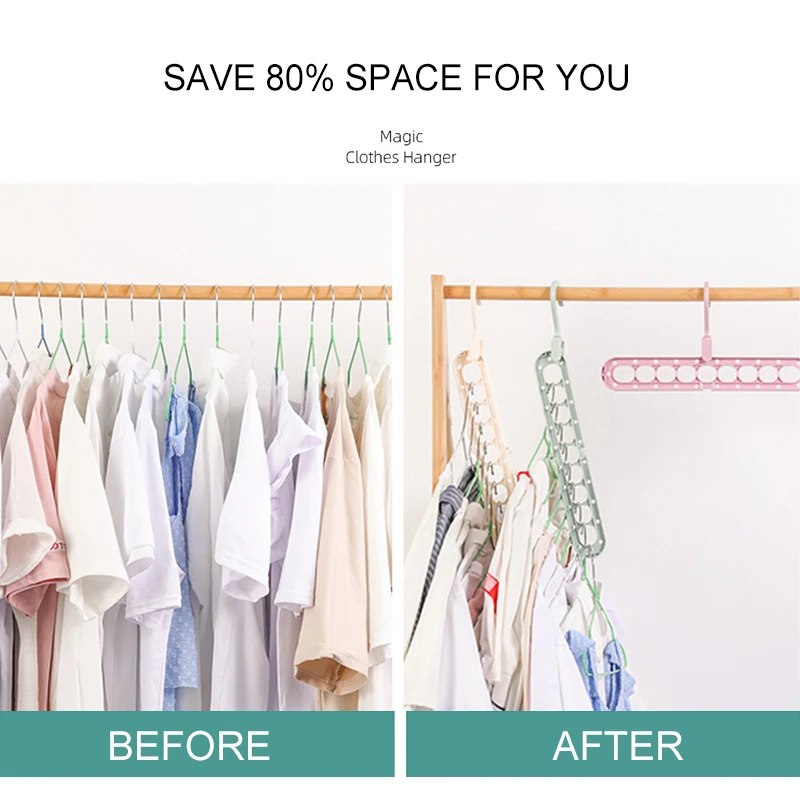 Многофункциональная складная вешалка волшебная вращающаяся с девятью