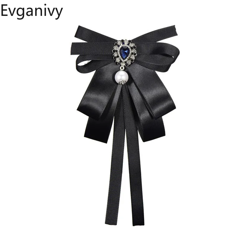 Женская тканевая лента с жемчугом брошь бант Хрустальный галстук воротник