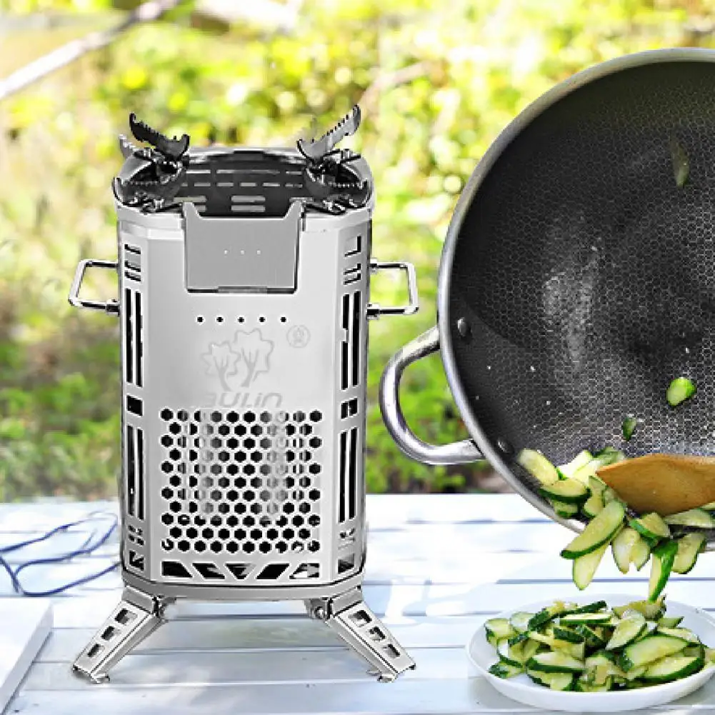 

Windshield Design Compact Windproof Wood Portable Picnic Stoves for Camping