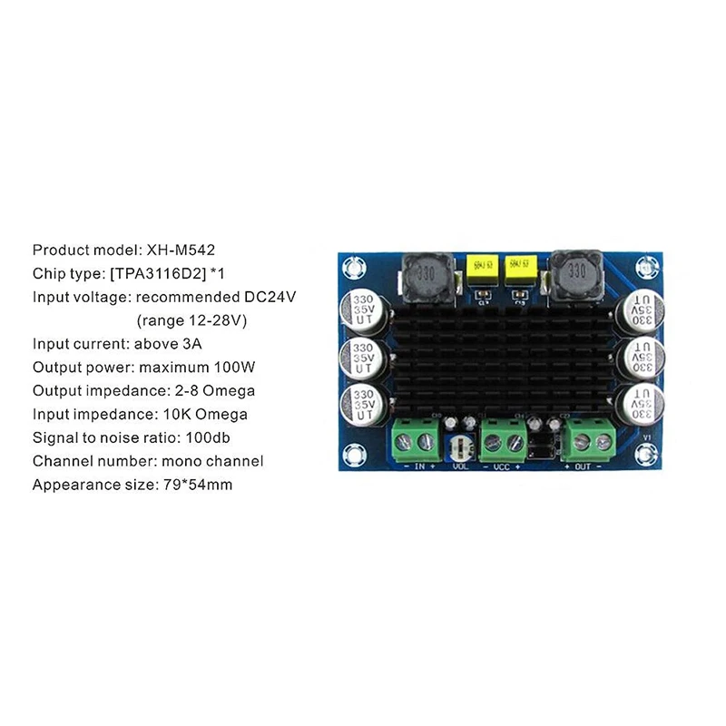 Dc 12V 24V 100W Tpa3116 D2 Da Mono Channel Digital Power o Amplifier Board | Электроника