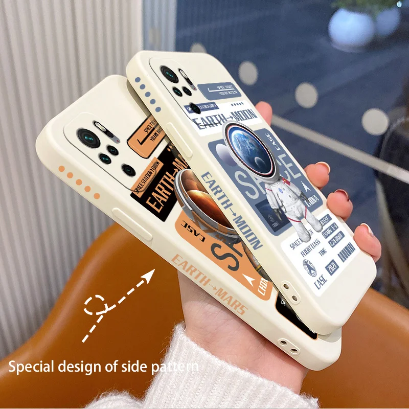 

Expedition Astronaut Case For Xiaomi Redmi Note 10 10S 10Pro Note 9 9T 8 7 9 9A Redmi K40 K40pro K30 K20 Liquid Silicone Cover