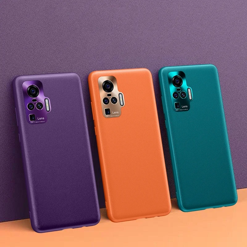 

Plain leather Case for OPPO Reno6 5 4 Pro FinX3 X2 Pro K9 metal mirror ring anti-fall protective cover