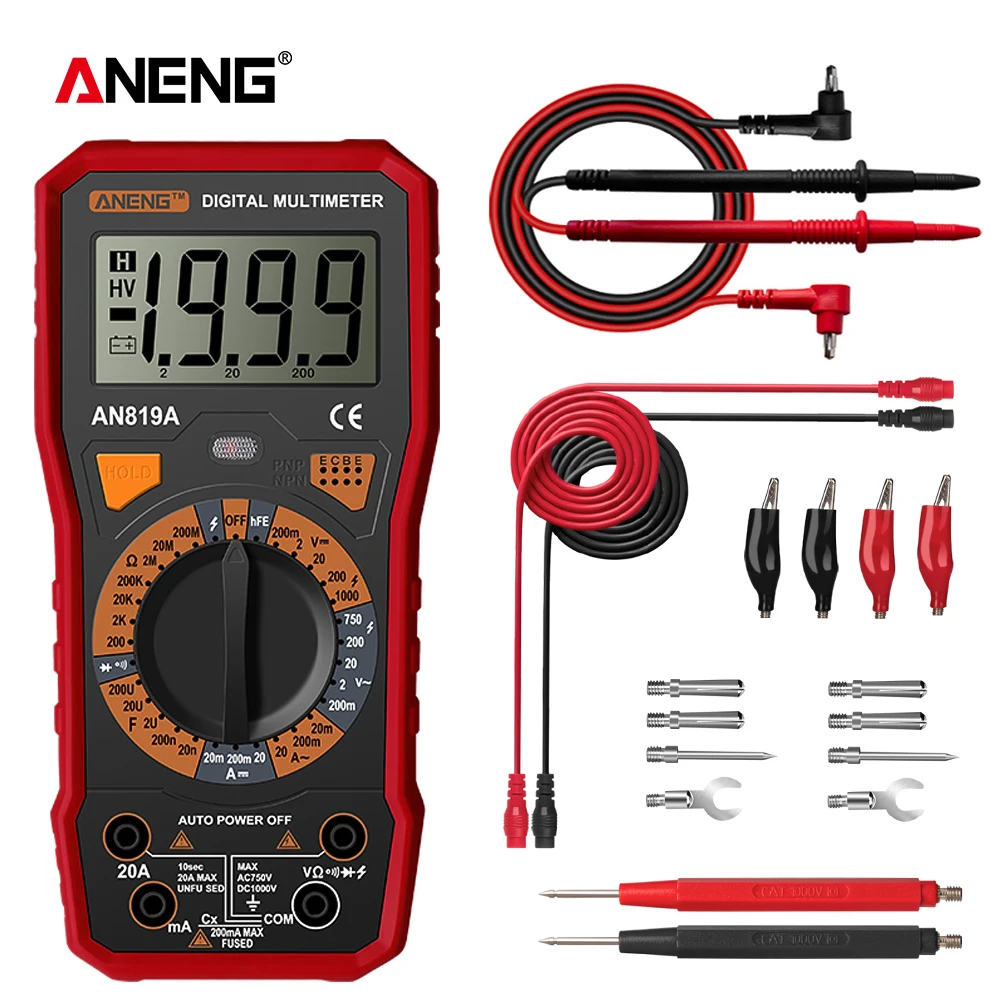 ANENG AN819A Цифровой мультиметр Esrmeter True Rms цифровой тестер вольтметр батареи Multimetro