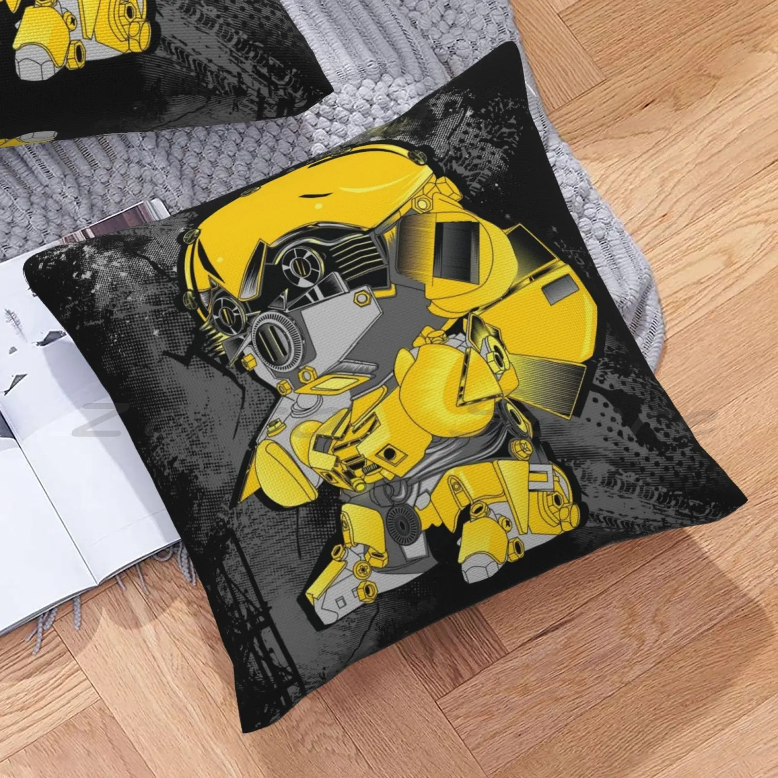 Наволочка Bumblebee с надписью наволочка из хлопка и льна плюшевая помпоном для