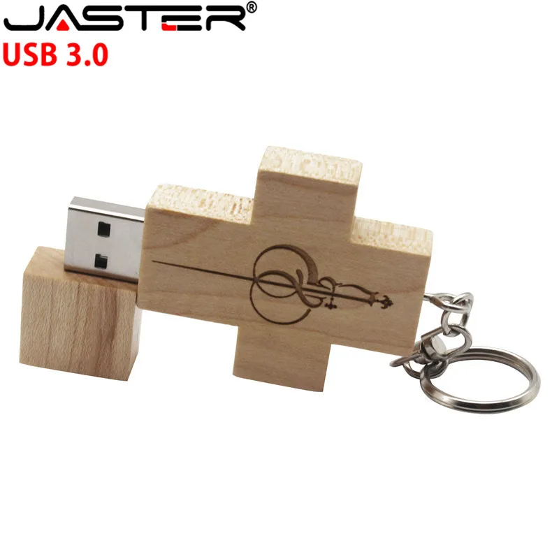 JASTER USB 3,0 логотип клиента деревянный Флешка usb-накопитель в виде деревянного Креста флеш-накопитель карта памяти 8 ГБ 16 ГБ 32 ГБ флеш-накопитель брелок подарок