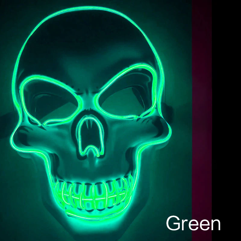 

Led Mask Fashion Halloween Party Masque Masquerade Masks Neon Light Glow In The Dark Mascara Horror Maska Glowing