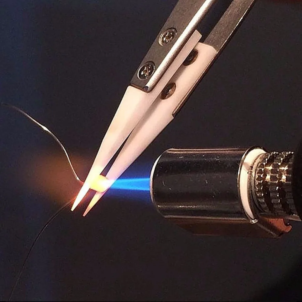 Антистатический пинцет керамический с ручкой из нержавеющей стали Прямой