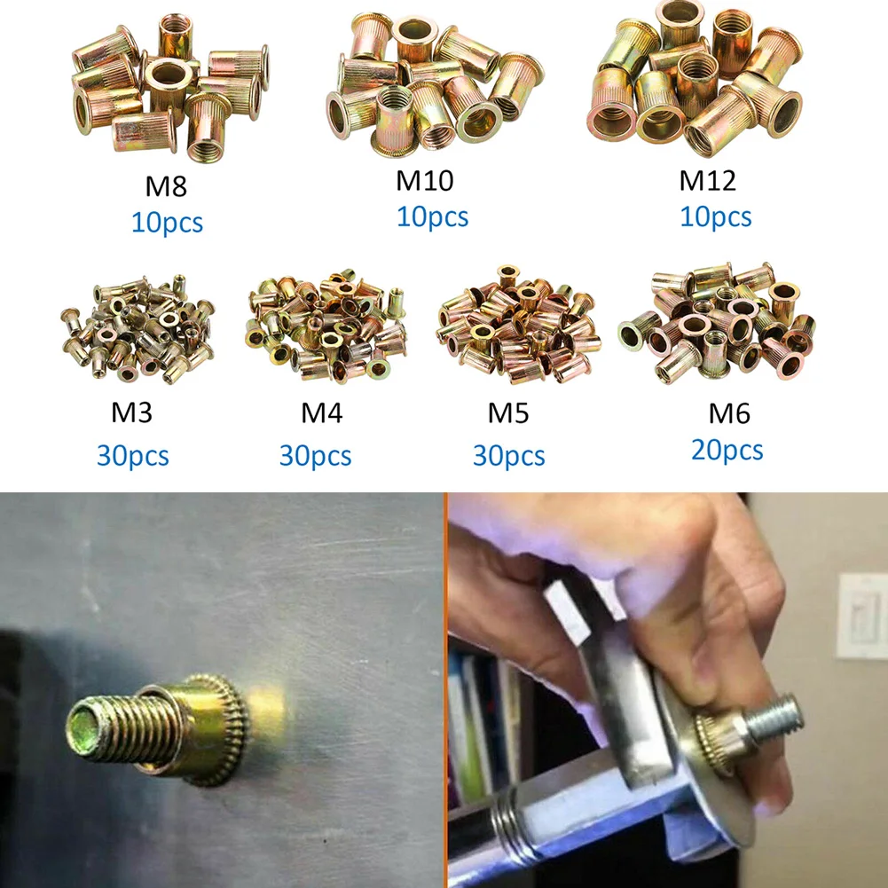

M3-M12 Threaded End Nutsert 140PCS Nuts Threaded Tool Kit Nutsert Hand