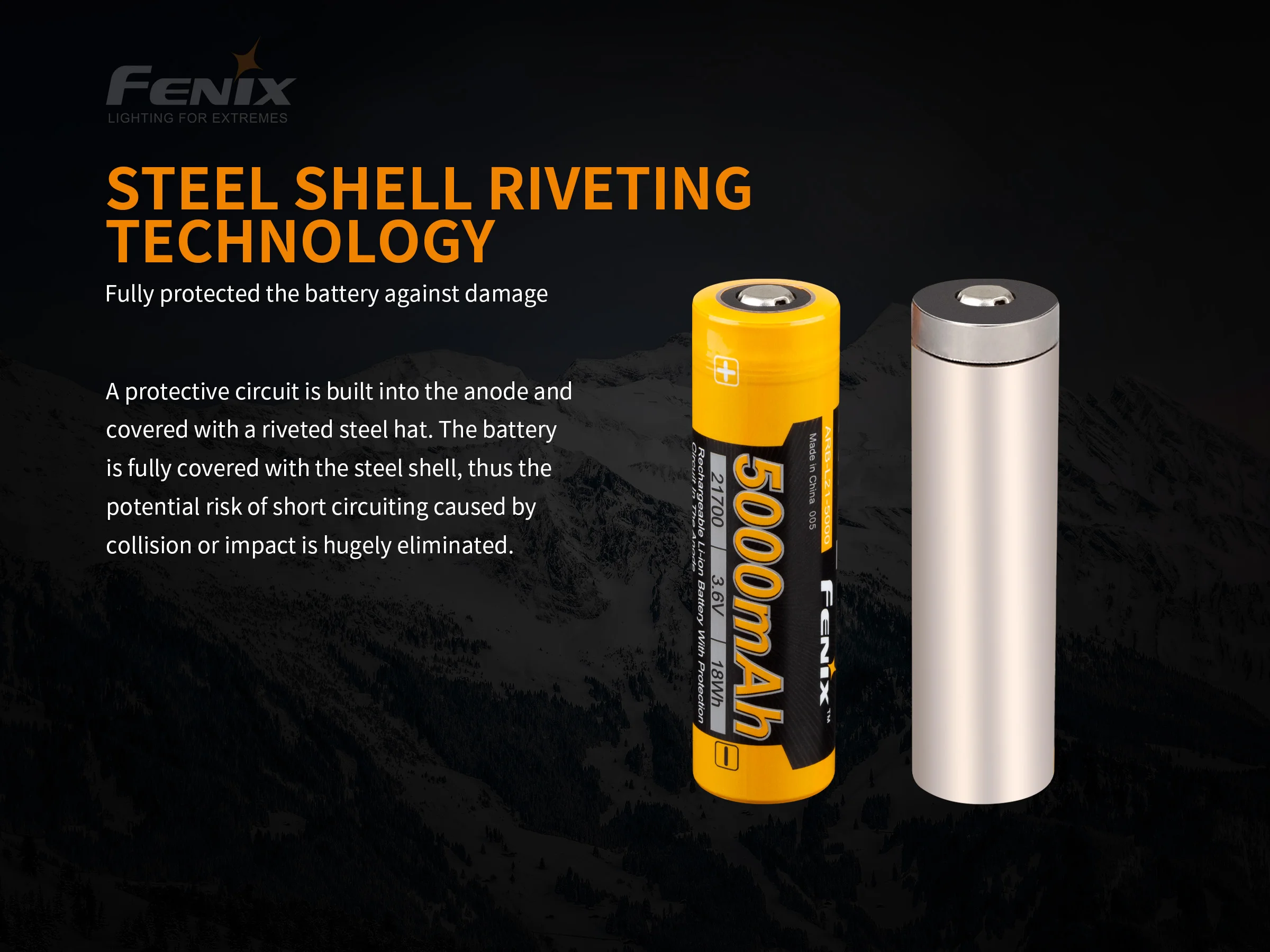 Fenix ARB-L21-5000 5000mAh 21700 rechargeable Li-ion battery