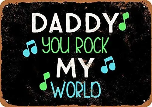 Металлический знак папа ты рок мой мир (черный) винтажный вид|Таблички и знаки| |