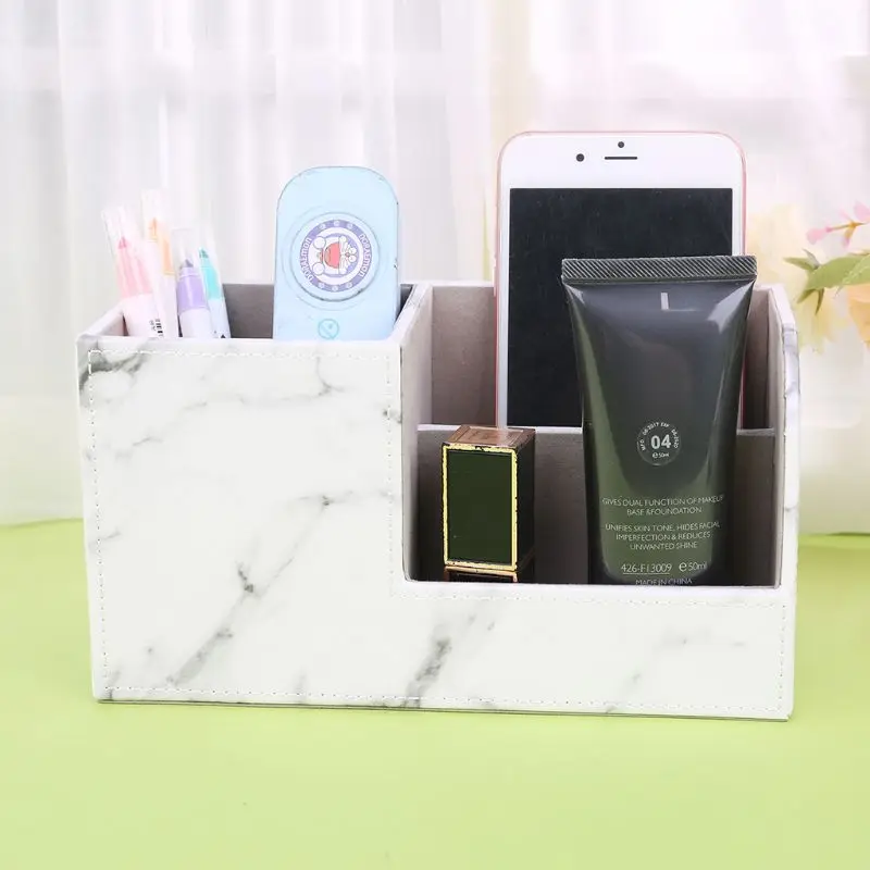 

Multifunction Marble Leather Desk Stationery Organizer Pen Pencil Holder Storage